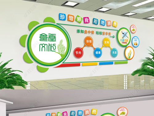 綠色餐飲文化學校企業員工食堂文化墻標語墻圖片 設計效果圖下載